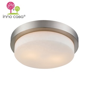 Cho hiện đại sợi đốt sắt & thủy tinh ba-ánh sáng <span class=keywords><strong>flushmount</strong></span> Đèn trần với mạ crôm kết thúc cho phòng ngủ - Product Image 1