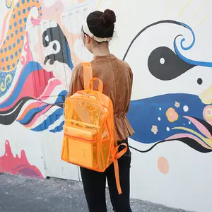 Bag Backpack Purse Backpack With Logo Transparent Clear Pvc Wholesale Custom Kids Waterproof Bag Fashion Unisex Letter Zipper