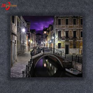 Negro noche paisaje par beso pintura con LED iluminado de imprimir la imagen en la pared - Product Image 5
