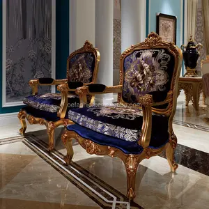 OE-FASHION Italian luxury neoclassical solid wood lounge chair villa European gold foil single sofa custom furniture