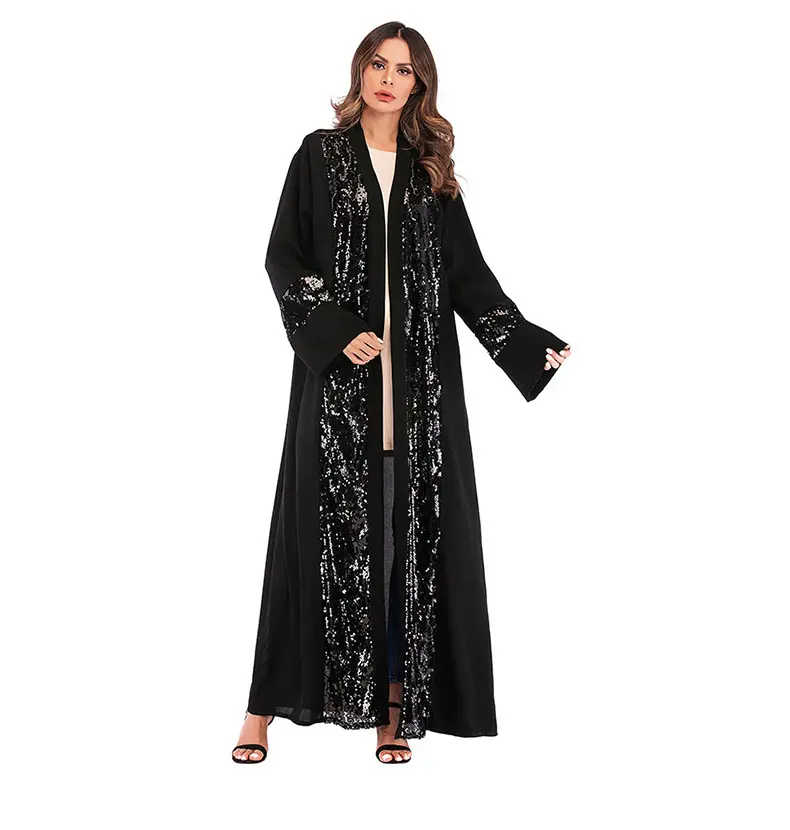 Robe en tissu nida pour femmes, robes musulmanes modestes, chics et noires, nouvelle collection 2019