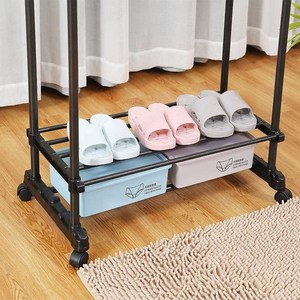 ブラックダブルロッド高さ調節可能な伸縮式クロスラック、2段クロス収納ラック付き - Product Image 6