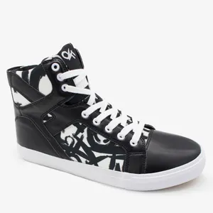 Custom Design Hoge Cut Mannen Casual Schoenen Lace Up PU Canvas Bovenste Mannen Schoenen en Sneakers