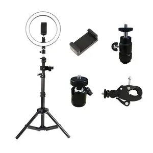 Jingying cheap 2200-12000K portable dimmable makeup camera mobile phone 10 inch led circle ring light with stand