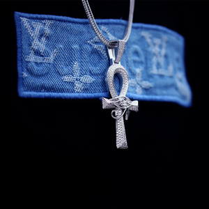 KRKC&CO Joyería Hip Hop para Hombre y Mujer al por Mayor, Amuleto <span class=keywords><strong>Cruz</strong></span> Anj <span class=keywords><strong>Egipcia</strong></span> Antigua, Colgante Ojo de Horus, <span class=keywords><strong>Cruz</strong></span> con Incrustaciones de Piedras - Product Image 5