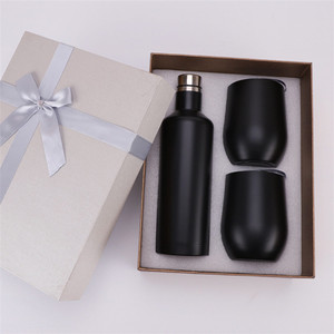Negro 9 Oz Acero inoxidable copa <span class=keywords><strong>de</strong></span> <span class=keywords><strong>vino</strong></span> aislado al vacío <span class=keywords><strong>vino</strong></span> vaso <span class=keywords><strong>con</strong></span> 1 <span class=keywords><strong>botella</strong></span> <span class=keywords><strong>de</strong></span> <span class=keywords><strong>dos</strong></span> taza - Product Image 4