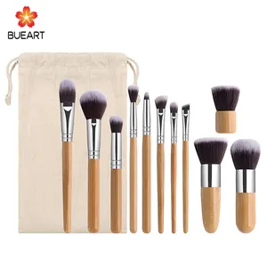 BUEART 2020 HIGHER Quality Natural Bamboo Makeup Brushes Powder Foundation Liquid Eyeshadow Smudge Angled Eyeliner Brush set