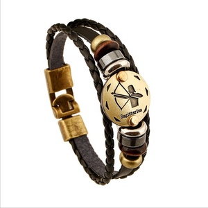 Hohe qualität 2 schicht aus echtem leder PU weben legierung schnalle schmuck armband - Product Image 1