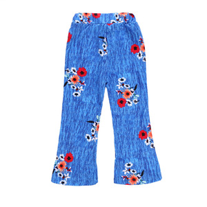 2018 traje de la muchacha del verano flor azul lotus hoja borde superior y Pantalones Pantalón ancho de la ropa de los niños - Product Image 4
