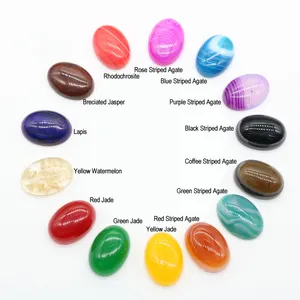 Various Specifications Oval Ring Gemstone Flat Natural Crystal Agate of Egg-shaped Ring Face Drop Stone for Jewelry Production