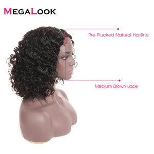 <span class=keywords><strong>Parrucca</strong></span> anteriore in pizzo brasiliano per donne nere Jerry Curl cuticole con taglio a onde allineate con capelli umani corti in pizzo svizzero - Product Image 4