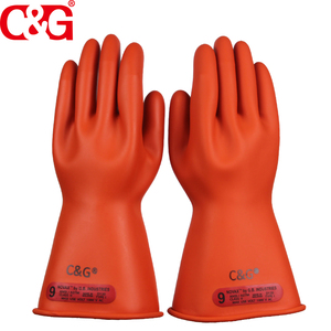 Class <span class=keywords><strong>0</strong></span> Linemen electric safety Long Sleeve insulating Latex rubber gloves - Product Image 1
