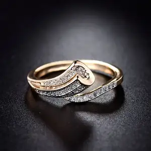 Anel coquetel feminino, anel almofada ouro rosa prateado champanhe zircônia cúbica corte 6mm anéis na moda para mulheres