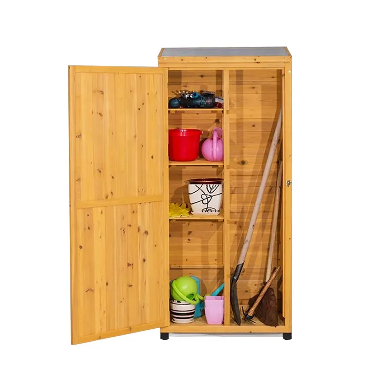 Luxury design cleaning tool collection shelf wooden outdoor storage sheds garden shed in wood