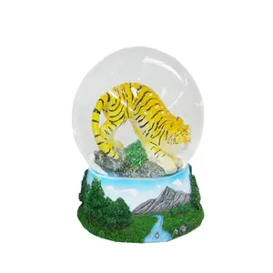 Polyresin animal snow globes tiger water ball souvenir tiger water globe for decoration