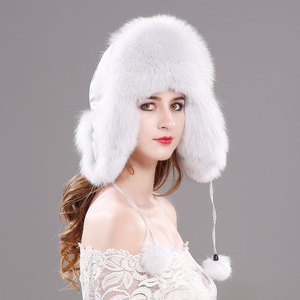 Chapeau d'aviateur d'hiver pour femmes russes, très vendu, avec rabat d'oreille en fourrure de renard, respirant, imperméable, réglable pour le temps froid, bombardier - Product Image 4