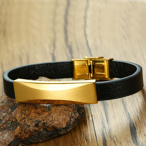 <span class=keywords><strong>Bracelet</strong></span> en <span class=keywords><strong>cuir</strong></span> tressé personnalisé avec logo plaqué or, gravé, pour cadeau, vente chaude - Product Image 4