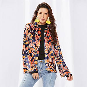 Casual coreano impresión Animal de <span class=keywords><strong>terciopelo</strong></span> de manga larga abierta cálido <span class=keywords><strong>abrigo</strong></span> chaqueta de invierno para las mujeres - Product Image 4