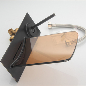 Vòi Nước Nóng Lạnh Bồn Rửa Phòng Tắm Thác Nước Bằng Thủy Tinh Màu Đen Gắn Tường Hiện Đại Vòi Chậu Rửa Hình Quả Cầu BF427 - Product Image 4