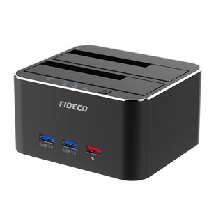<span class=keywords><strong>FIDECO</strong></span> Venta caliente 2 Bay USB 3,0 SATA Hdd Ssd Estación de acoplamiento con función de clonación sin conexión - Product Image 1