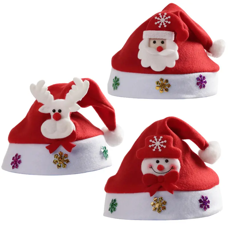 الترويجي 27 سنتيمتر x 37 سنتيمتر غير المنسوجة الأحمر سانتا هدية الكريسماس قبعة الكبار قبعة عيد الميلاد سانتا قبعة