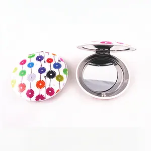 Fashion Pocket Round Shape Metal Folding Cosmetic Compact Hand Mirror round small travel mirror For Ladies