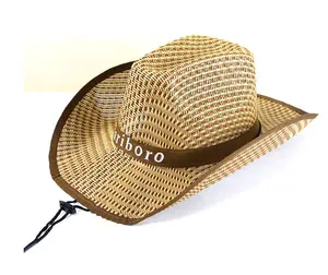 Custom Outdoor Summer Beach Sun Protection Men Women Western Style Natural Straw Hat Cowboy Hat