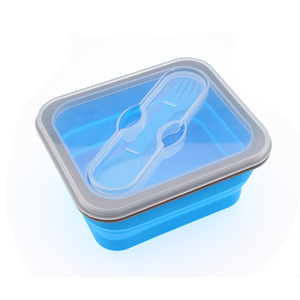 <span class=keywords><strong>Barato</strong></span> elegante compartimento único de silicona hecho cajas de almuerzo con tapa y cuchara - Product Image 1