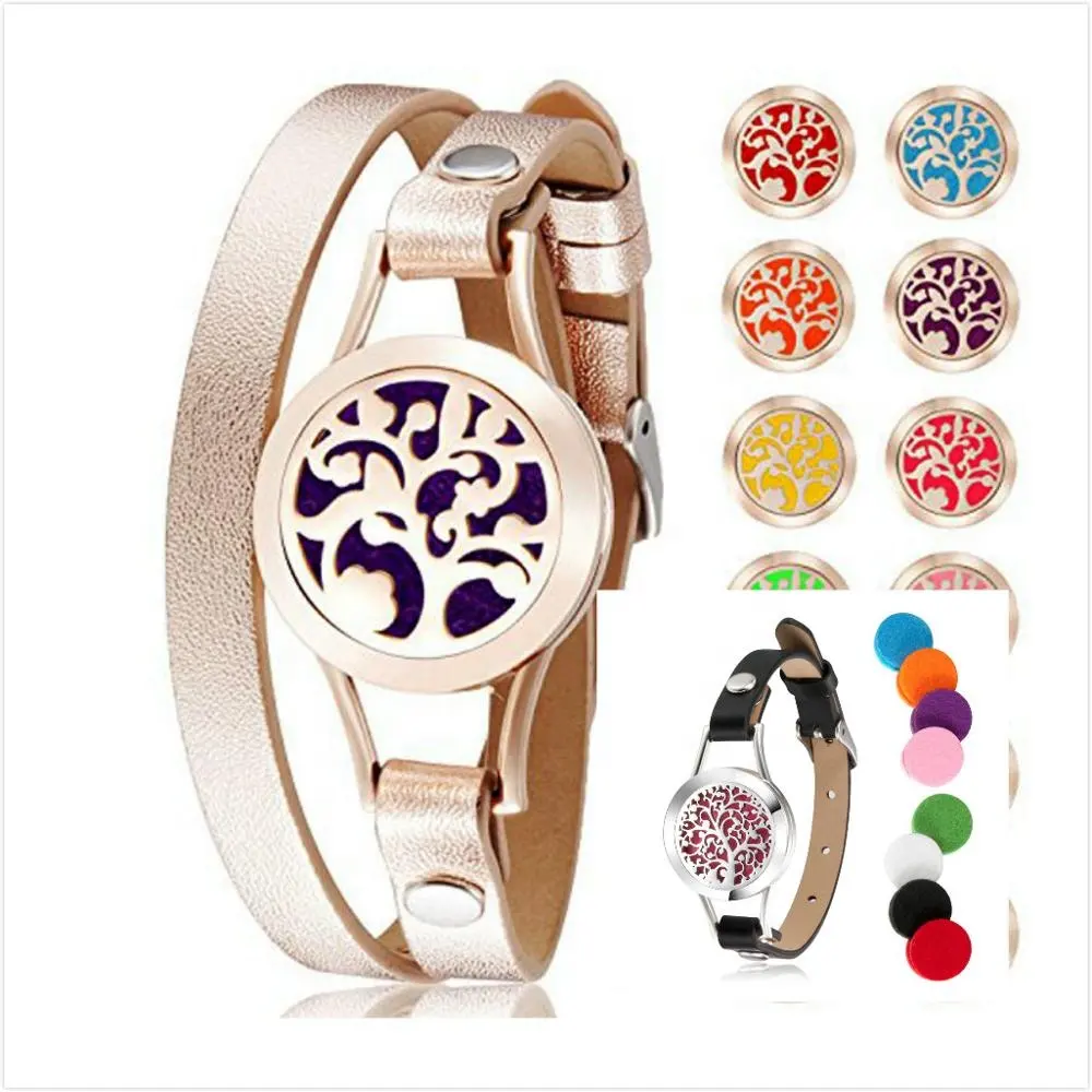Amazon top selling Essential Oil Diffuser Bracelet 316L Stainless Steel Aromatherapy Jewelry Locket with leather band