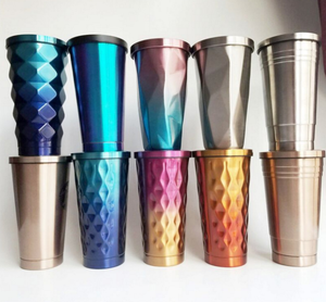 Gobelets à café en acier inoxydable avec tube à glace, bouteille à boisson chaude/froide avec paille, gobelets irréguliers en forme de losange, vaisselle à café - Product Image 4