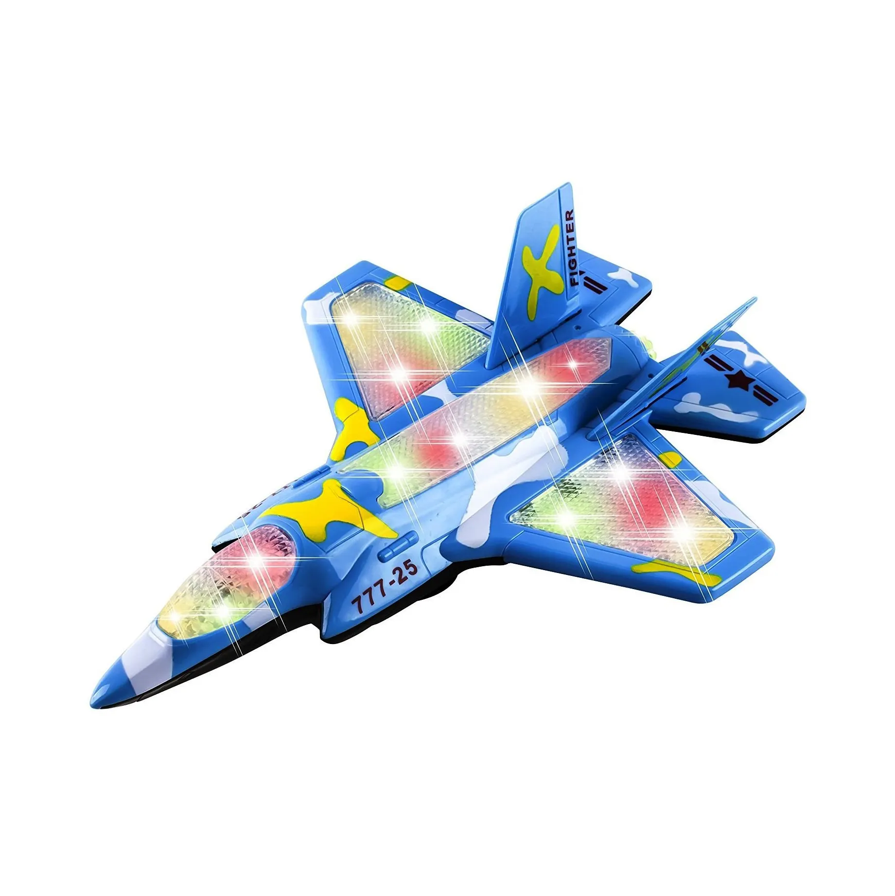 सैन्य लड़ाकू एयरफोर्स हवाई जहाज खिलौना चमकती रोशनी और जोर सेना के साथ बच्चों के लिए लगता है, टक्कर और जाओ कार्रवाई के साथ