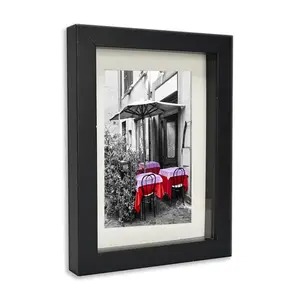 Cadre PS noir et panneau arrière 12x18 Ps carré boîte d'ombre cadre photo vente en gros