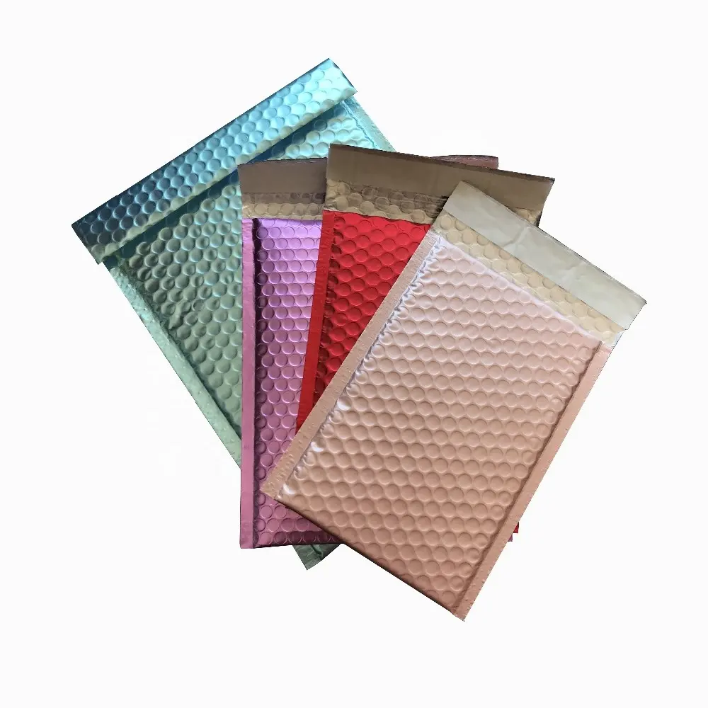 Envelopes metálicos auto-vedantes para bolhas, venda por atacado de envelopes 6x9 matte glamour, bolhas para cosméticos e roupas