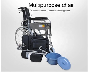 Silla de Ruedas Cómoda con Asiento Reclinable Acolchado, Manual, para Pacientes Discapacitados de Hospital, Plegable - Product Image 6