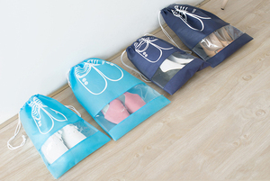 Sac à chaussures non tissé à faible MOQ, sac à cordon pour voyage, organisateur de chaussures transparent - Product Image 2