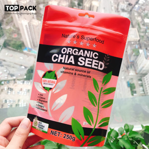 Sac d'emballage de graines de chia organiques étanches à l'humidité avec fenêtre en matériau laminé refermable 500g - Product Image 2