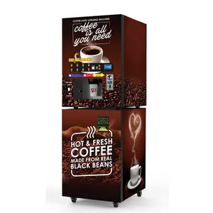 Commercial Coin/Bill Operate Instant Coffee Espresso Vending Machine with advertisement LCD Screen
