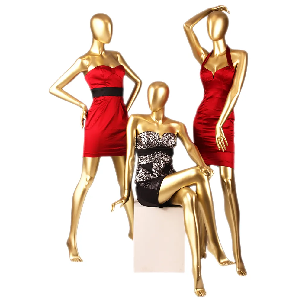 Standing and sitting mannequins female fashion fiberglass full body dress female mannequin