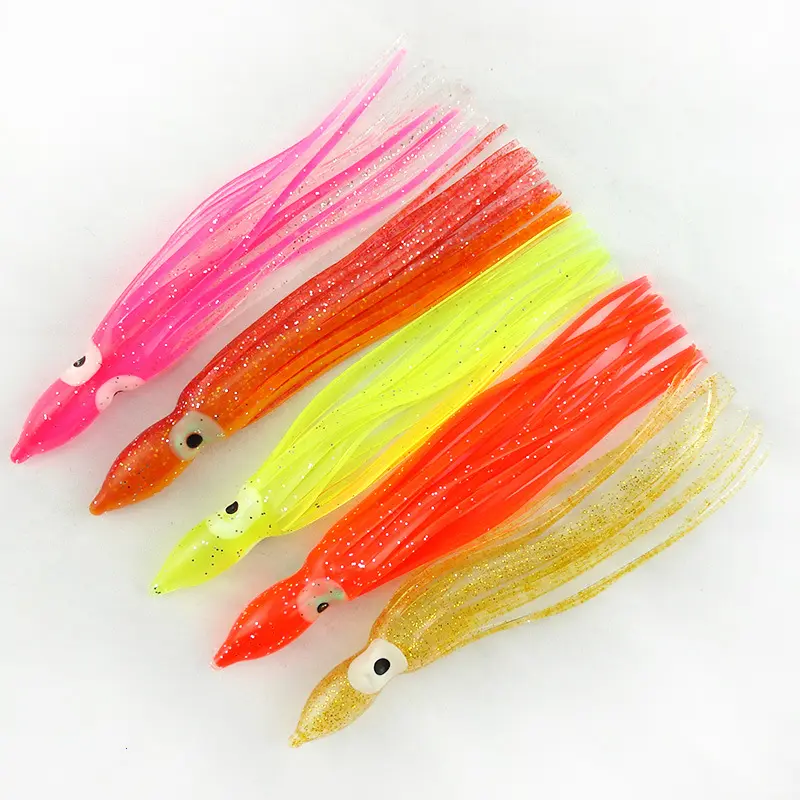 Soft Fishing Lure 12cm Rubber Squid Skirt Octopus Lure hoochie Trolling Bait Saltwater Tuna and Sea bass fishing soft lure