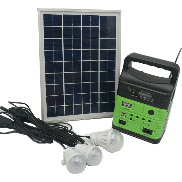 Smart home solar panel lighting system indoor with LED bulbs mp3 mp4 Fm radio