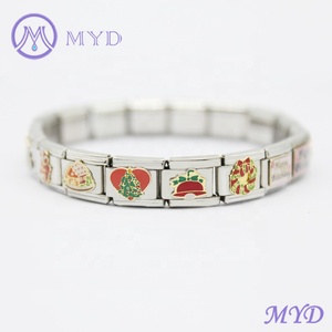 Bracelet en acier inoxydable de haute qualité, réglable, avec breloques italiennes de Noël, arbre de Noël, Père Noël - Product Image 5