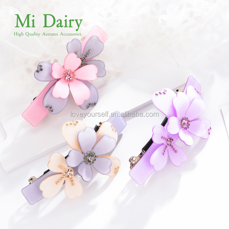 Простые заколки для волос с цветами, ацетатные стразы из целлюлозы, украшенные украшениями, заколки для волос с цветами