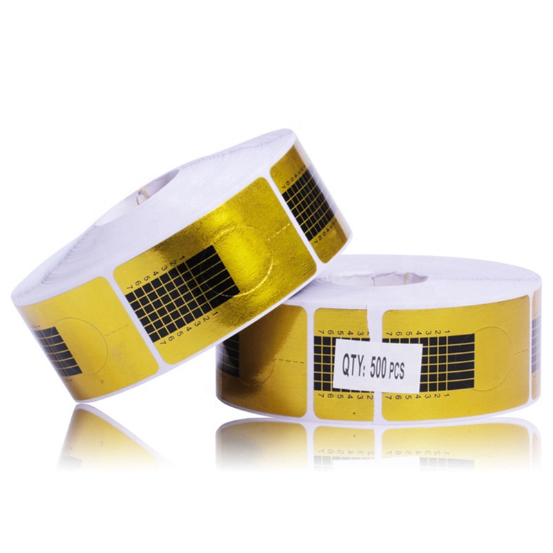 500 шт./рулон клейкой золотого, серебряного цвета УФ Гель-лак для ногтей, формы для обучения нанесению акрила для Неил арта украшения для кончиков ногтей