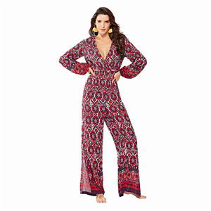 Fábrica de Guangzhou otoño moda Sexy de manga larga cuello en V adulto impreso personalizado mono de una sola pieza para <span class=keywords><strong>mujer</strong></span> - Product Image 1