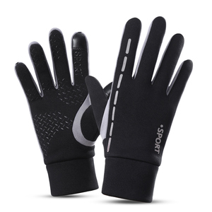 Custom logo Reflective Stripe Running Bike Riding <strong>Touchscreen</strong> Men Winter <strong>Gloves</strong> - Product Image 1