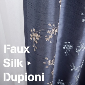 En gros haute qualité bleu <span class=keywords><strong>ardoise</strong></span> fleur brodé rideau en soie de soie - Product Image 6