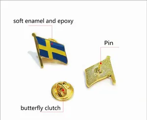 Venta al por mayor de impresión personalizado Alemania Suecia Arabia Saudita Alemania bandera de Canadá Pin de solapa de Metal placa con epoxi