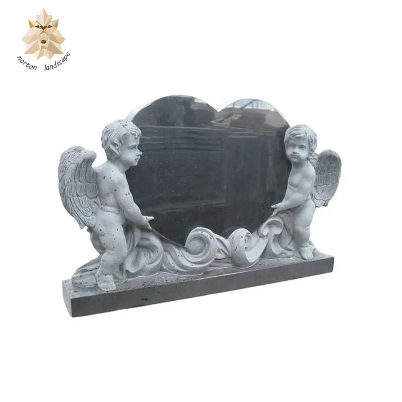 vase and heart shaped little angel granite tombstone for sale NTGT-109