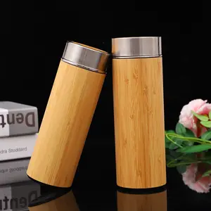 Customized logo promotional gifts healthy choice thermo 10oz 16oz stainless steel water bottle bamboo with lid