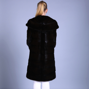 Chine Fournisseur À Capuchon <span class=keywords><strong>Noir</strong></span> De Fourrure De Vison <span class=keywords><strong>Manteau</strong></span> pour les Femmes - Product Image 6